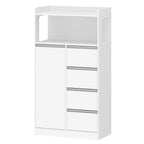 HEXCELEN Bathroom Cabinet, Kitchen Cabinet, 30 x 60 x 110 cm, Storage Cabinet with 4 Drawers and Open Shelf, Bathroom Cabinet High, Adjustable Shelf, for Bathroom, Living Room, White, 560103W