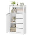 HEXCELEN Bathroom Cabinet, Kitchen Cabinet, 30 x 60 x 110 cm, Storage Cabinet with 4 Drawers and Open Shelf, Bathroom Cabinet High, Adjustable Shelf, for Bathroom, Living Room, White, 560103W