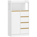 HEXCELEN Bathroom Cabinet, Kitchen Cabinet, Storage Cabinet with 4 Drawers and Open Shelf, Bathroom Cabinet High, Adjustable Shelf, for Bathroom, Living Room, White Gold, 30 x 60 x 110 cm, 560103X