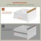 HEXCELEN Bathroom Cabinet, Kitchen Cabinet, Storage Cabinet with 4 Drawers and Open Shelf, Bathroom Cabinet High, Adjustable Shelf, for Bathroom, Living Room, White Gold, 30 x 60 x 110 cm, 560103X