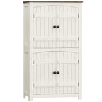 HEXCELEN Country Style Bathroom Cabinet with 4 Doors, Adjustable Shelves, Freestanding Cabinet, Vintage Bruin White, 30 x 60 x 110 cm, 560214X