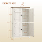 HEXCELEN Country Style Bathroom Cabinet with 4 Doors, Adjustable Shelves, Freestanding Cabinet, Vintage Bruin White, 30 x 60 x 110 cm, 560214X