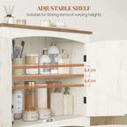 HEXCELEN Country Style Bathroom Cabinet with 4 Doors, Adjustable Shelves, Freestanding Cabinet, Vintage Bruin White, 30 x 60 x 110 cm, 560214X
