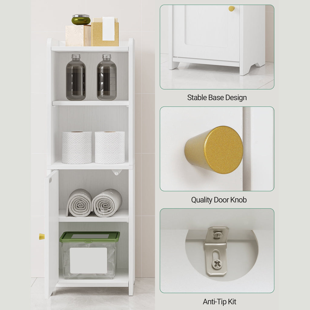 Hzuaneri Bathroom Storage Cabinet, 29.5" Tall Small Corner Freestanding Floor Cabinet with Doors & Adjustable Shelf for Small‑Space Use, White