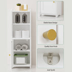 Hzuaneri Bathroom Storage Cabinet, 29.5" Tall Small Corner Freestanding Floor Cabinet with Doors & Adjustable Shelf for Small‑Space Use, White