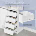 HEXCELEN Bathroom Cabinet, Kitchen Cabinet, 30 x 80 x 110 cm, Storage Cabinet with 4 Drawers and Open Shelf, Bathroom Cabinet High, Adjustable Shelf, for Bathroom, Living Room, White, 580103W