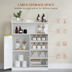 HEXCELEN Bathroom Cabinet, Kitchen Cabinet, Storage Cabinet with 4 Drawers and Open Shelf, Bathroom Cabinet High, Adjustable Shelf, for Bathroom, Living Room, White Gold, 30 x 80 x 110 cm, 580103X