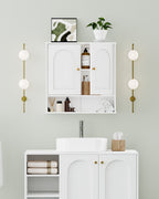 Hzuaneri  Wall Cabinet Bathroom Cabinet for Toilet and Over Sink with 2 Doors, Open Space and Adjustable Shelves Medicine Cabinet White with Wood Grain BC40113X