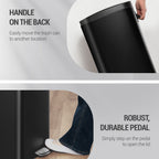 Hzuaneri 50L Trash Can, Kitchen Waste Bin with Pedal, Stainless Steel, Separate Inner Barrel, 15 Bags, Black SW15099B