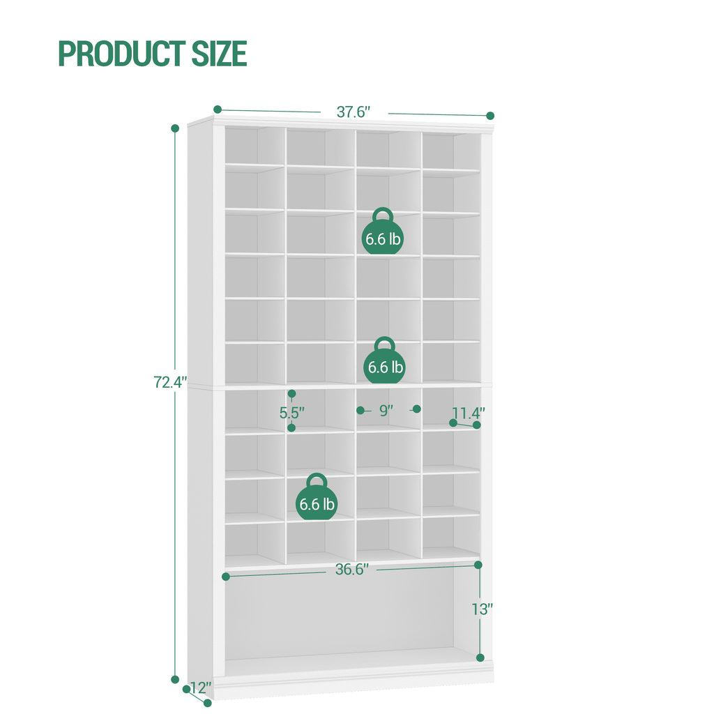 Hzuaneri 11-Tier Shoe Storage Cabinet, 37.6 in Wide Wooden Shoe Rack with 40 Cubbies, Tall Freestanding Shoe Organizer for 40-44 Pairs, Easy Assembly Shoe Cabinet for Closet, Entryway, Living Room, White
