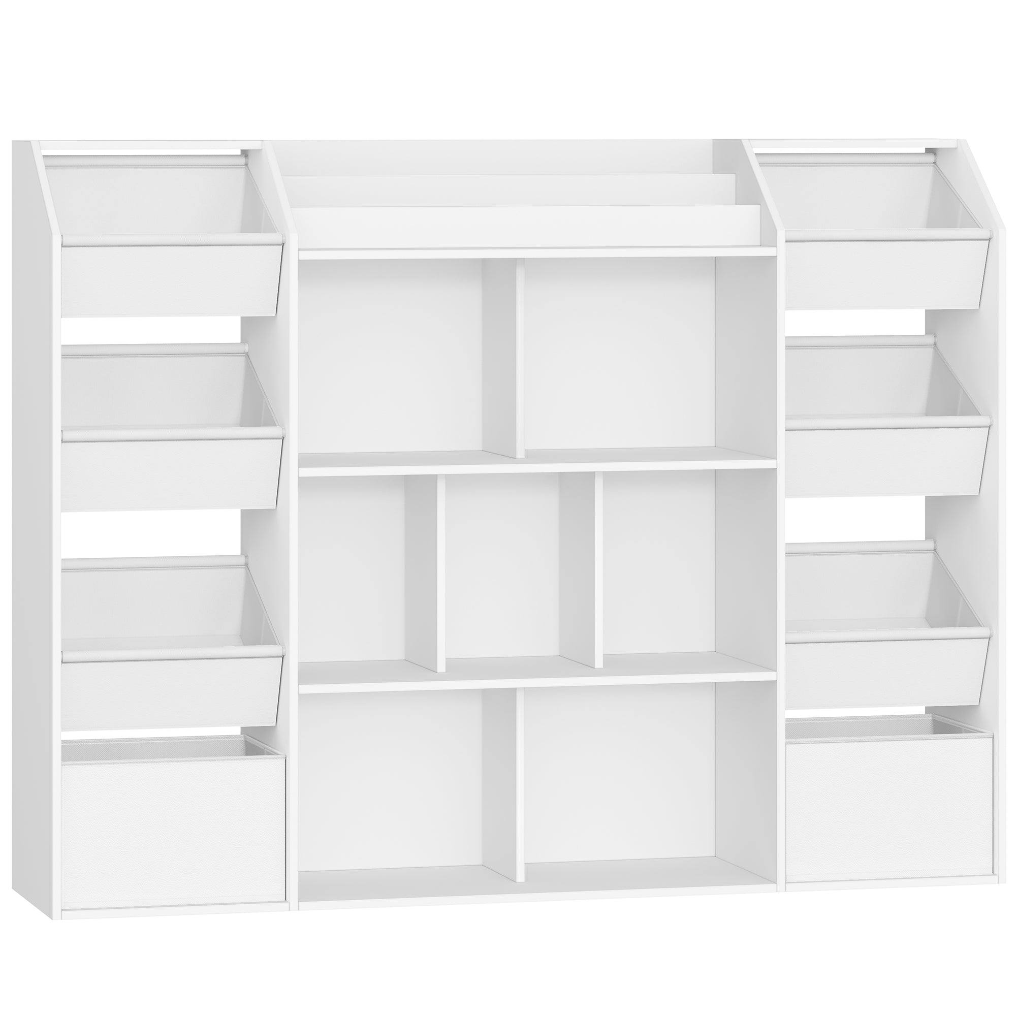 HEXCELEN Children's Shelf, Children's Shelf with 8 Fabric Drawers, Children's Bookcase, Toy Shelf for Children's Room, Living Room, Study, White, 30 x 130 x 100 cm 614203W