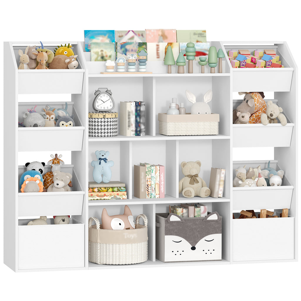 HEXCELEN Children's Shelf, Children's Shelf with 8 Fabric Drawers, Children's Bookcase, Toy Shelf for Children's Room, Living Room, Study, White, 30 x 130 x 100 cm 614203W