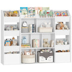 HEXCELEN Children's Shelf, Children's Shelf with 8 Fabric Drawers, Children's Bookcase, Toy Shelf for Children's Room, Living Room, Study, White, 30 x 130 x 100 cm 614203W