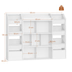 HEXCELEN Children's Shelf, Children's Shelf with 8 Fabric Drawers, Children's Bookcase, Toy Shelf for Children's Room, Living Room, Study, White, 30 x 130 x 100 cm 614203W