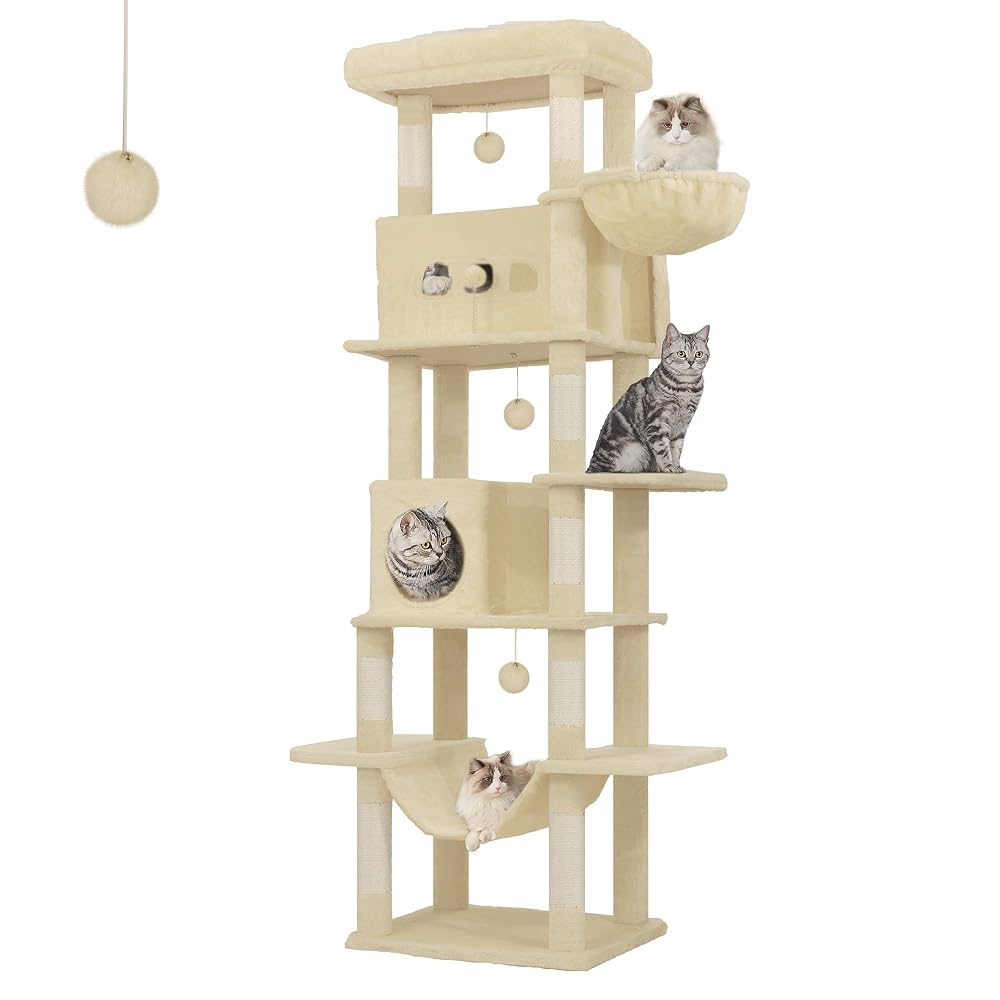 Hzuaneri Cat Tree,  Large Cat Tower for Indoor Cats, Multi-Level Cat House with Condo