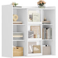 HEXCELEN Bookcase, Bookcase with 9 Cubes, Standing Shelf with Sliding Doors, Adjustable Panels, for Study, Bedroom, Living Room, White, 30 x 100 x 106 cm, 631103X