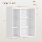 HEXCELEN Bookcase, Bookcase with 9 Cubes, Standing Shelf with Sliding Doors, Adjustable Panels, for Study, Bedroom, Living Room, White, 30 x 100 x 106 cm, 631103X