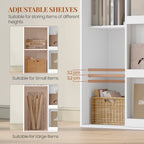 HEXCELEN Bookcase, Bookcase with 9 Cubes, Standing Shelf with Sliding Doors, Adjustable Panels, for Study, Bedroom, Living Room, White, 30 x 100 x 106 cm, 631103X