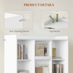 HEXCELEN Bookcase, Bookcase with 9 Cubes, Standing Shelf with Sliding Doors, Adjustable Panels, for Study, Bedroom, Living Room, White, 30 x 100 x 106 cm, 631103X