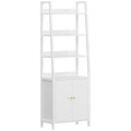 HEXCELEN 6 Tier Bookcase with Doors, Vertical Trapezoidal Bookcase, Bookcases with 4 Open Shelves (Metal Structure), Adjustable Shelves for Bedroom, Living Room, Modern, White, 661603W