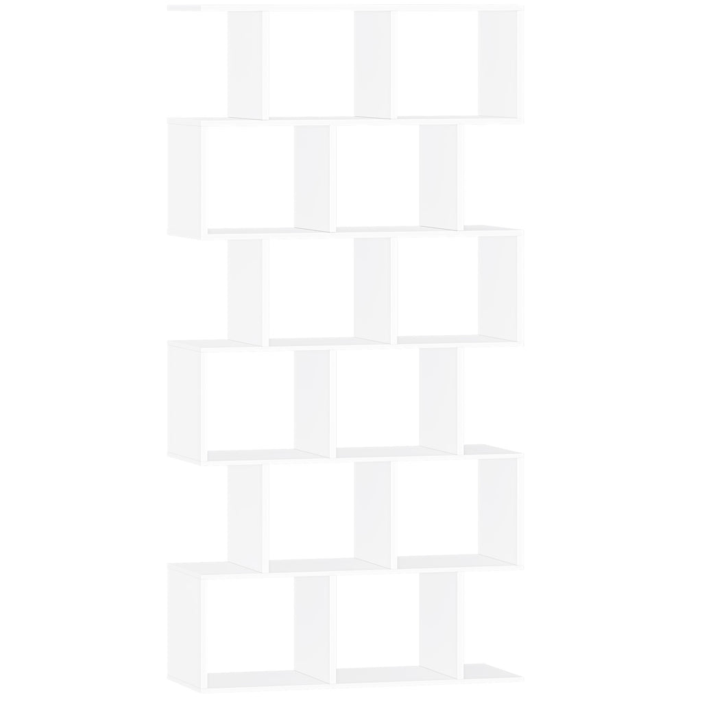 HEXCELEN Bookcase, 6 Tier Bookshelf, Office Bookshelf, Storage Shelf, Display Shelf, Freestanding Bookcase, for Living Room, Bedroom, Office, Modern Style, 29 x 78.6 x 188.4 cm, White, 661803X