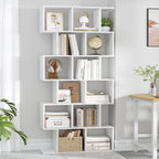 HEXCELEN Bookcase, 6 Tier Bookshelf, Office Bookshelf, Storage Shelf, Display Shelf, Freestanding Bookcase, for Living Room, Bedroom, Office, Modern Style, 29 x 78.6 x 188.4 cm, White, 661803X