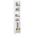 HEXCELEN Bookcase, 6 Tier Vertical Bookcase, Slim Shelf, Standing Shelf, Cube Shelf, Storage Shelf, for Office, Living Room, Bedroom, 28 × 30 × 181 cm, Modern Style, White, 663103X