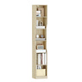HEXCELEN Bookshelf, 6-Tier Vertical Bookshelf, Narrow Shelf, Freestanding Shelf, Cube Shelf, Storage Shelf, for Office, Living Room, Bedroom, 28 × 30 × 181 cm, Modern Style, Oak Beige, 663116X