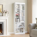 HEXCELEN Bookcase, 6-Tier Bookcase, Standing Shelf with 9 Compartments, Storage Shelf, Adjustable Panels, for Study, Bedroom, Living Room, White, 24 x 60 x 172.5 cm, 666103X