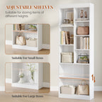 HEXCELEN Bookcase, 6-Tier Bookcase, Standing Shelf with 9 Compartments, Storage Shelf, Adjustable Panels, for Study, Bedroom, Living Room, White, 24 x 60 x 172.5 cm, 666103X