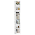 HEXCELEN Bookcase, 7 Tier Vertical Bookcase, Slim Shelf, Standing Shelf, Cube Shelf, Storage Shelf, for Office, Living Room, Bedroom, 28 × 30 × 208.1 cm, Modern Style, White