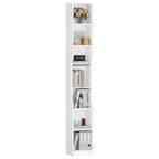 HEXCELEN Bookcase, 7 Tier Vertical Bookcase, Slim Shelf, Standing Shelf, Cube Shelf, Storage Shelf, for Office, Living Room, Bedroom, 28 × 30 × 208.1 cm, Modern Style, White