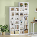 HEXCELEN Bookcase, 7 Tier Vertical Bookcase, Slim Shelf, Standing Shelf, Cube Shelf, Storage Shelf, for Office, Living Room, Bedroom, 28 × 30 × 208.1 cm, Modern Style, White