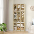 HEXCELEN Bookcase, 7 Tiers Vertical Bookcase, Narrow Shelf, Stand Shelf, Cube Shelf, Storage Shelf, for Office, Living Room, Bedroom, 28 × 30 × 208.1 cm, Modern Style, Oak Beige