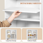 HEXCELEN Bookcase, 7-Tier Bookcase, Standing Shelf, Storage Shelf, Adjustable Panels, for Study, Bedroom, Living Room, White, 24 x 60 x 205 cm