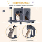 Hzuaneri Cat Tree for Indoor Cats, 174cm Cat Tower for Large Cats, 2 Platforms, 2 Caves, 4 Sisal Posts, Scratching Board, Cat Basket, Sisal Rope, Heavy-Duty for multiple cats, Dark Grey MS17418SG