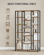 Hzuaneri 6-Level Bookshelf with 15 Adjustable Shelves, Vintage Brown-Black, 30 x 100 x 170 cm
