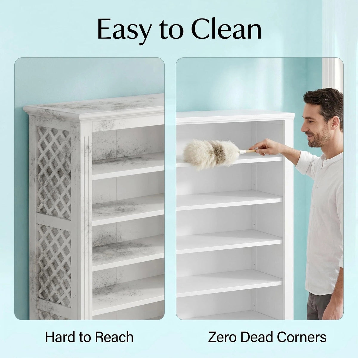 Hzuaneri 71.3"H Large Freestanding Farmhouse Shoe Storage Cabinet, Indoor Entryway & Living Room Shoe Organizer with Adjustable Shelves, 10‑Tier Shoe Cubby Unit Holds 46‑50 Pairs as Home Storage Furn