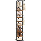 HEXCELEN Shoe Rack, 10-Tier Shoe Rack, Narrow Vertical Shoe Rack, Adjustable Shelf, for Entryway, Living Room