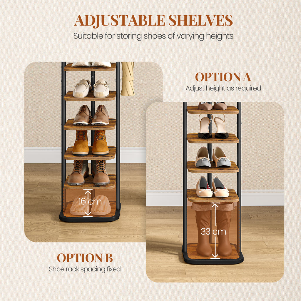 HEXCELEN Shoe Rack, 10-Tier Shoe Rack, Narrow Vertical Shoe Rack, Adjustable Shelf, for Entryway, Living Room