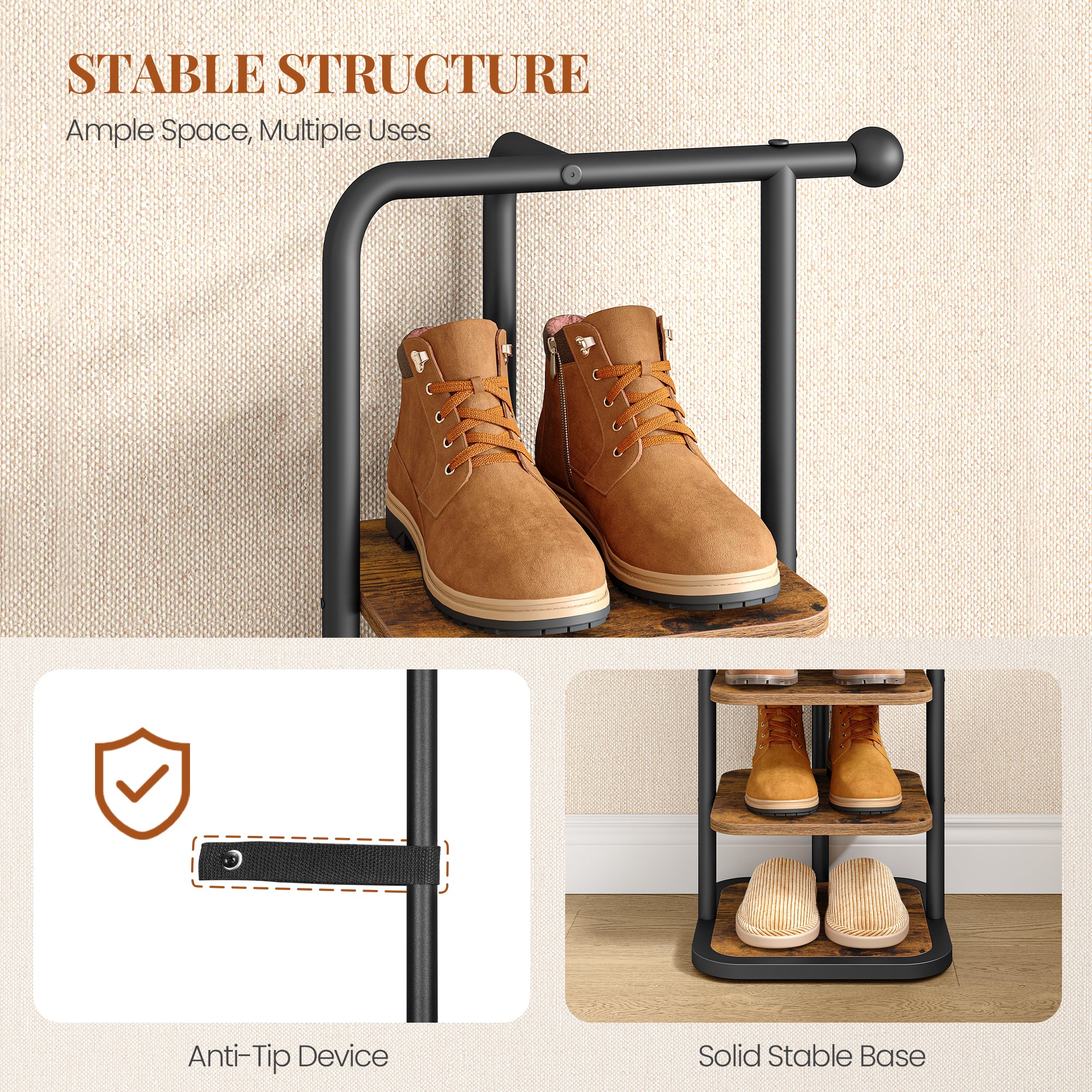 HEXCELEN Shoe Rack, 10-Tier Shoe Rack, Narrow Vertical Shoe Rack, Adjustable Shelf, for Entryway, Living Room