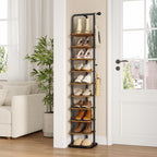 HEXCELEN Shoe Rack, 10-Tier Shoe Rack, Narrow Vertical Shoe Rack, Adjustable Shelf, for Entryway, Living Room