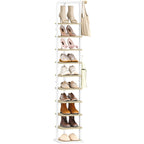 HEXCELEN Shoe Rack, 10-Tier Shoe Rack, Narrow Vertical Shoe Rack, Adjustable Shelf, for Entryway, Living Room