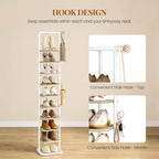 HEXCELEN Shoe Rack, 10-Tier Shoe Rack, Narrow Vertical Shoe Rack, Adjustable Shelf, for Entryway, Living Room