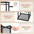 HEXCELEN Vertical Shoe Rack, 10 Tiers Narrow Shoe Rack with Hooks, Adjustable, Space-Saving, Shoe Tower for Living Room, Entryway and Hallway, Brown and Black, 33.4 × 33.4 × 170.6 cm