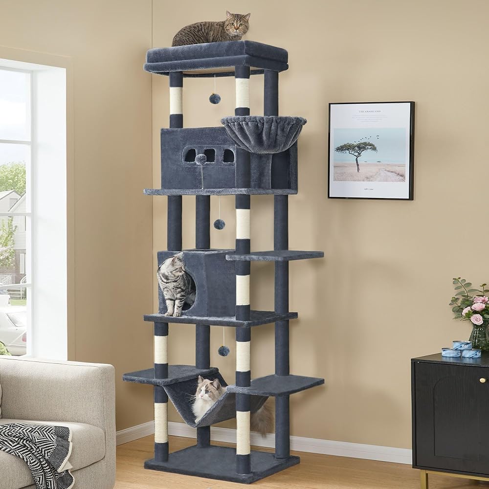 Hzuaneri Cat Tree,  Large Cat Tower for Indoor Cats, Multi-Level Cat House with Condo