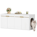 HEXCELEN Cat Litter Tray Cabinet, Cat Cabinet for 2 Cats, Hidden Cat Litter Box Cabinet, Double Door, Can Be Used as a TV Cabinet, 120 x 50 x 53.4 cm, White Oak and White,840103X