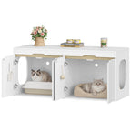HEXCELEN Cat Litter Tray Cabinet, Cat Cabinet for 2 Cats, Hidden Cat Litter Box Cabinet, Double Door, Can Be Used as a TV Cabinet, 120 x 50 x 53.4 cm, White Oak and White,840103X