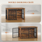 HEXCELEN Wooden Dog Cage Furniture, 100 cm Dog Crate for Home, Dog Cage with 2 Doors, Sliding Doors, for Small, Medium Dogs, Heavy Duty Side Table, 100 x 60 x 62.4 cm, Brown,910101B