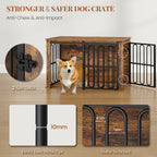 HEXCELEN Wooden Dog Cage Furniture, 100 cm Dog Crate for Home, Dog Cage with 2 Doors, Sliding Doors, for Small, Medium Dogs, Heavy Duty Side Table, 100 x 60 x 62.4 cm, White Brown,910114B
